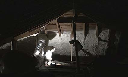 a attic covered by insulation in Maine
